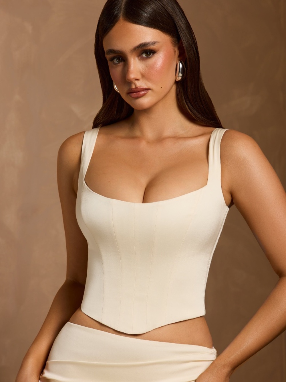 Oh Polly Lace-Up Corset Top in Ivory 8